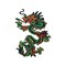 Green Chinese Dragon, Facing Left, Embroidered, Iron on Patch